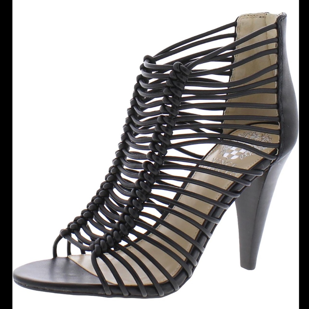 Vince Camuto Shoes Vince Camuto Alsandra Womens Caged Heel Sandals Black 7 6.5
